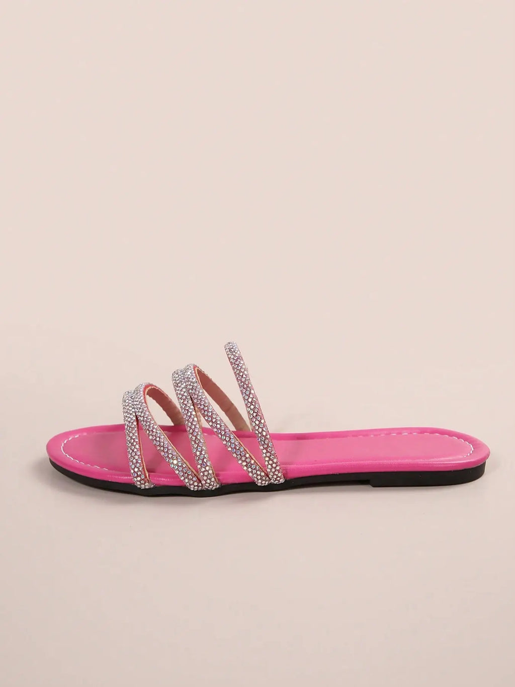 Summer Flat Rhinestone Sparkle Sandals, Casual Glitter Sandals, Women'S Fashion Beach Shoes, Outdoor Slip-Ons for Dating Shopping Parties Daily Outing Home Leisure, Leopard Print Sandals
