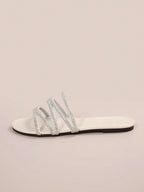 Summer Flat Rhinestone Sparkle Sandals, Casual Glitter Sandals, Women'S Fashion Beach Shoes, Outdoor Slip-Ons for Dating Shopping Parties Daily Outing Home Leisure, Leopard Print Sandals