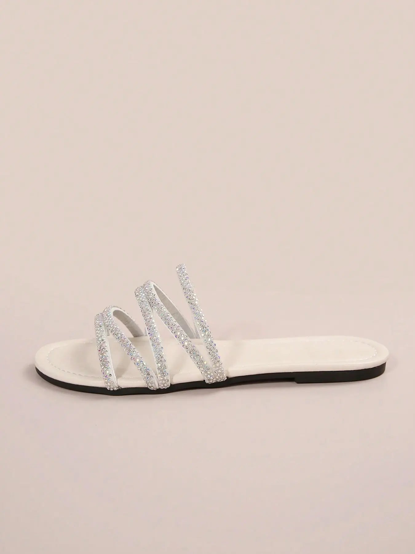 Summer Flat Rhinestone Sparkle Sandals, Casual Glitter Sandals, Women'S Fashion Beach Shoes, Outdoor Slip-Ons for Dating Shopping Parties Daily Outing Home Leisure, Leopard Print Sandals