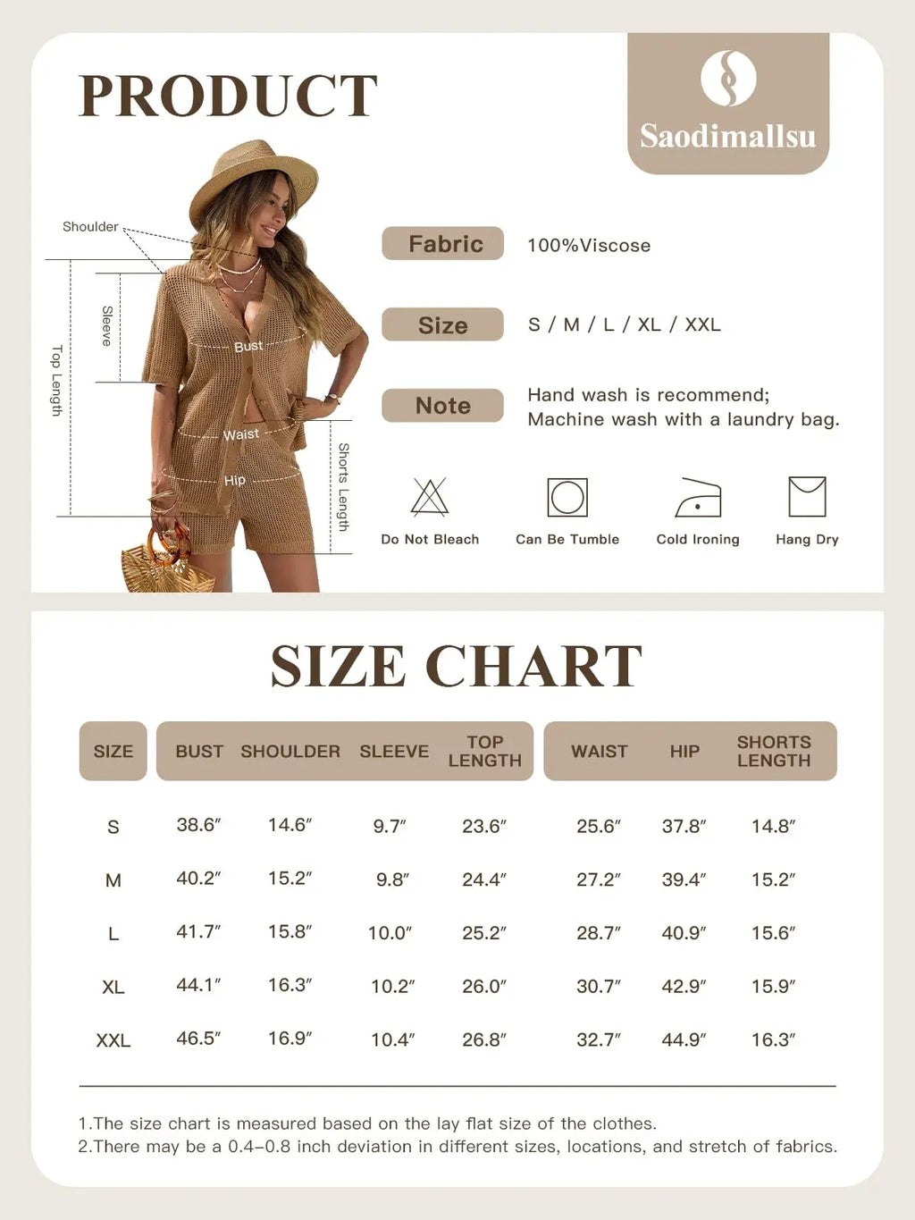 Fisoew Women'S 2-Piece Crochet Bathing Suit Cover up Set, Short-Sleeve V-Neck Button Top & Drawstring Shorts, Beachwear Cover up for Swimsuits