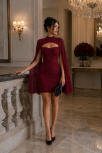 Midnight Elegance Cape Dress