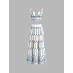 Printed Sleeveless Tie Back Skirt Set