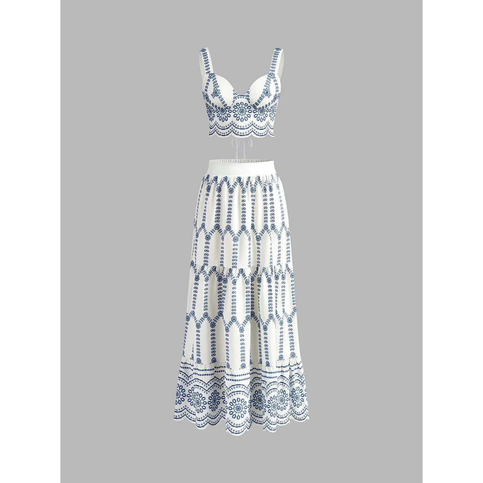 Printed Sleeveless Tie Back Skirt Set